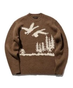 Beams PlusGauge Intarsia Crew Neck Knit - Brown