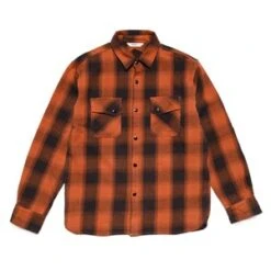 3SixteenCrosscut Flannel Shirt - Rust Twill Plaid
