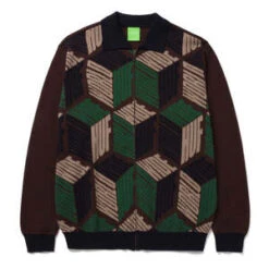 HUFUnisex HUF Dimensions Knit Zip Sweater - Chocolate