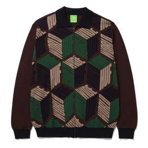HUFUnisex HUF Dimensions Knit Zip Sweater - Chocolate