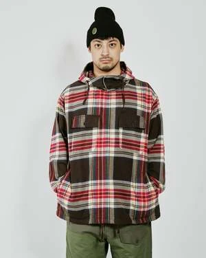 Engineered GarmentsCotton Heavy Twill Cagoule Shirt - Brown Plaid - Image 5