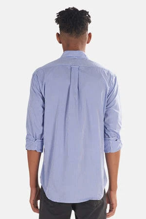 Blue&CreamGingham Micro Check Button Down - Blue - Image 3