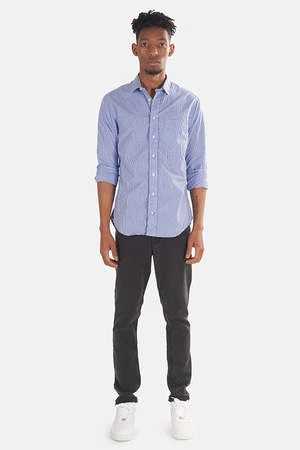 Blue&CreamGingham Micro Check Button Down - Blue - Image 5
