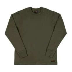 Iron Heart11oz Cotton Knit Long Sleeve Crew Neck Sweater - Olive