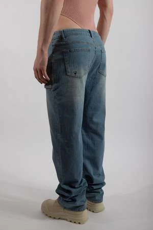FANGLow Rise Smock Denim Jeans - Washed Denim - Image 5