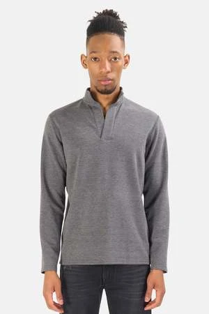 Blue&CreamMason Pop Collar Pullover - Dark Grey Heather