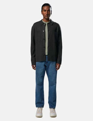 NN07Jonas Merino Wool Overshirt - Army Grey