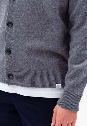 Norse ProjectsAdam Lambswool Cardigan - Grey Melange - Image 3