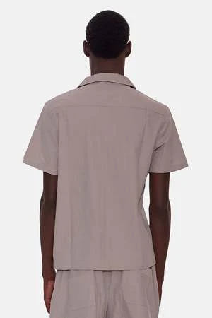 Blue&CreamPoplin Camp Shirt - Grey - Image 3