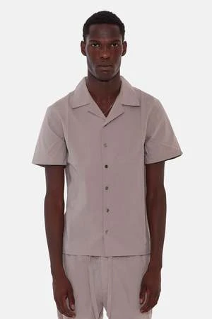 Blue&CreamPoplin Camp Shirt - Grey