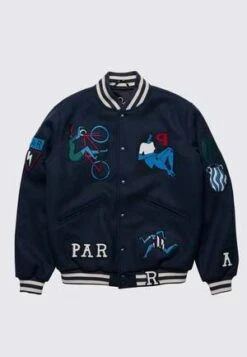 BY PARRARun Sit & Bike Varsity Jacket - Navy Blue