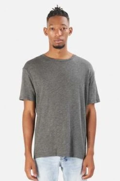 Blue&CreamSlub Tee - Charcoal