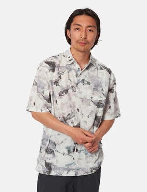 Snow PeakPrinted Quick Dry Polo Shirt - Grey - Image 3