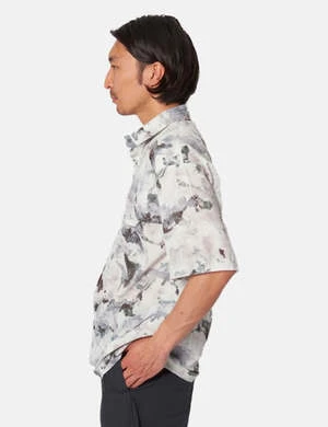 Snow PeakPrinted Quick Dry Polo Shirt - Grey - Image 5