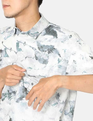 Snow PeakPrinted Quick Dry Polo Shirt - Grey - Image 6