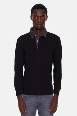 Blue&CreamSolid Rugby - Black/Charcoal Collar