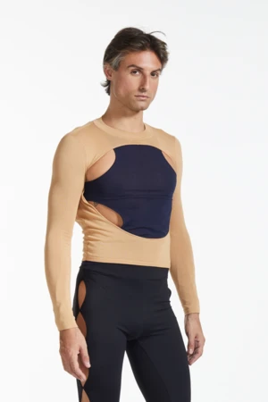 FANGSymmetrical Layer Cut-Out Top - Navy/Beige