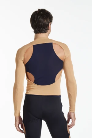 FANGSymmetrical Layer Cut-Out Top - Navy/Beige - Image 4