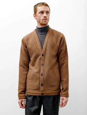 Frank LederTwo Tone Wool Cardigan - Tan/Black