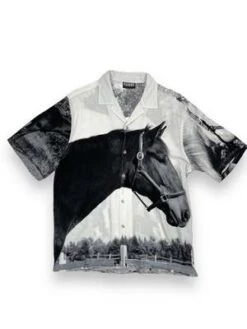 PLEASURESWHITE HORSES BUTTON DOWN - Black/White