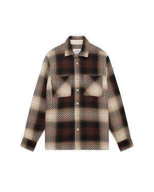 Wax LondonWhiting Overshirt - Brown/Dusk
