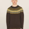 YMCWings Fairisle Crew Neck Jumper - Brown Multi