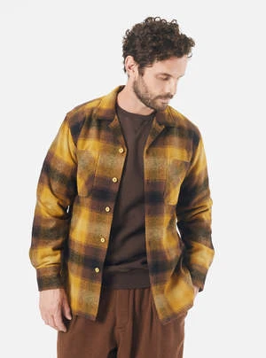 Universal WorksWool Flannel Work Shirt - Mustard Check - Image 2