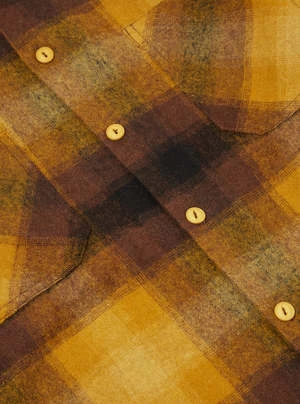 Universal WorksWool Flannel Work Shirt - Mustard Check - Image 6