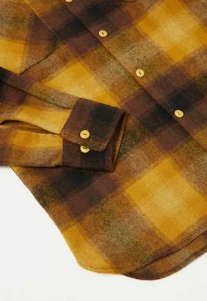 Universal WorksWool Flannel Work Shirt - Mustard Check - Image 5